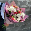 Букет к 1 сентября 8 из эустом и хризантем