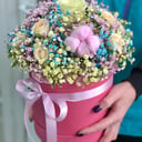 Шляпная коробка с цветами «Атлантида» из роз