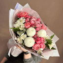 Сборный букет "Помпони" из роз и хризантем