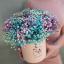 Шляпная коробка с цветами «Долгожданное счастье» из гипсофил