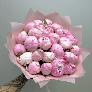 Букет «Ароматные пионы Сара розовые 25 шт»