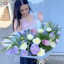 Букет «Акварельный» из эустом и гортензий