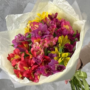 Яркий букет из стойких альстромерий