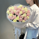 Букет «35 нежных роз в матовой пленке»