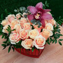 Коробка с цветами «Венеция» из роз и орхидей