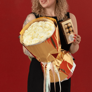 Подарочный набор «Золотое комбо» из роз