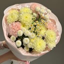 Букет «Лимончелло» из гвоздик и хризантем