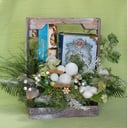 Подарочный набор «Новогодняя композиция с конфетами и чаем» из альстромерий