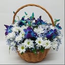 Корзина с орхидеей и хризантемой