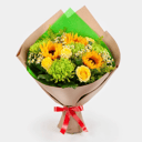 Букет «Солнечный мираж» из роз и хризантем