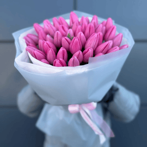 Букет 51 тюльпан Розовый Пунш