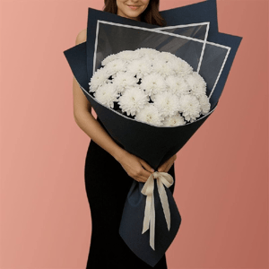 Букет гигант из белых хризантем