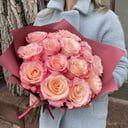 Букет 15 розовых роз Эквадор