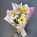 Букет «Моей любимой учительнице» из эустом и хризантем