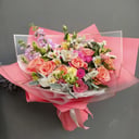 Букет «Тепло лета» из роз и эустом