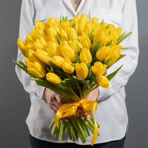 Букет из жёлтых тюльпанов 51шт