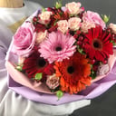 Букет «Лёд и пламя» из гербер и роз