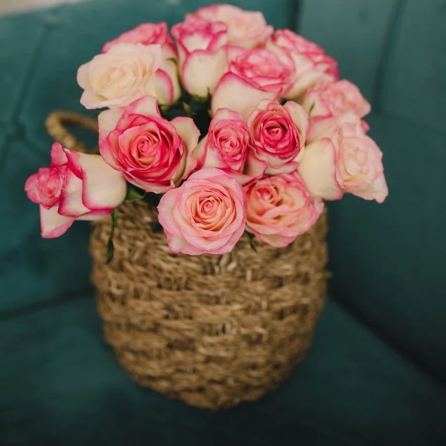 Bouquet of flowers and gift basket for dad on Father's Day