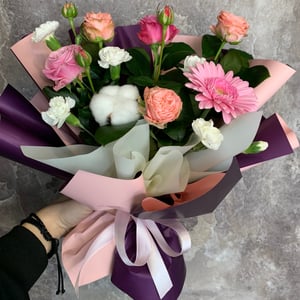 Букет «Розово белый микс» из гербер