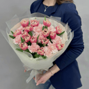 Букет «Пионовидные тюльпаны с розовым диантусом»