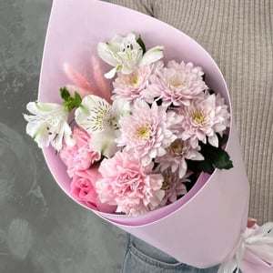 Нежный букет 3 из гвоздик и хризантем