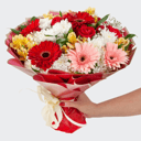 Букет Цветочная дымка из роз и гербер