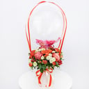 Композиция «Тёплые чувства» с баблс из роз и хризантем