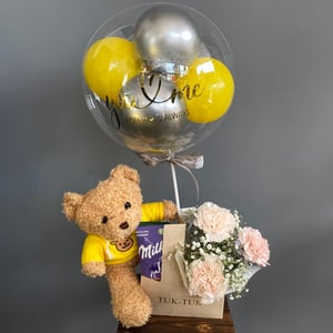 Подарочный набор «Комбо Yellow» из гвоздик и гипсофил