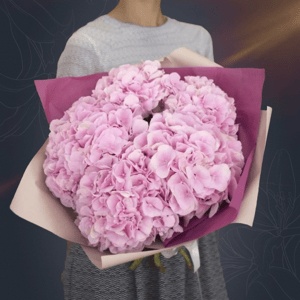 Букет из 7 розовых гортензий