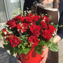 Шляпная коробка с цветами «Бокс с красной розой»