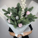 Зимний букет из ели с хлопком