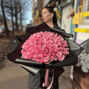 Букет «Роза розовая 101 шт.»