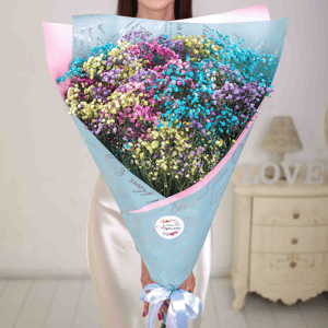 Букет цветов из 7 разноцветных гипсофил