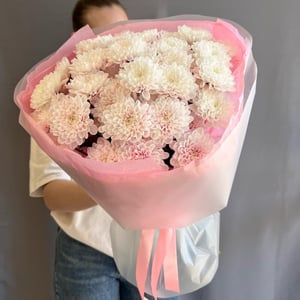 Букет "Клубничный зефир" из хризантем