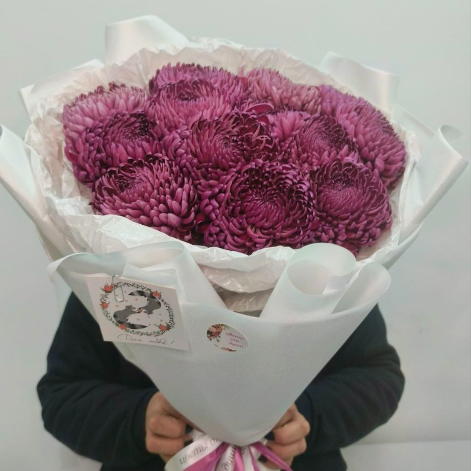 Букет из 13 Хризантем Бигуди