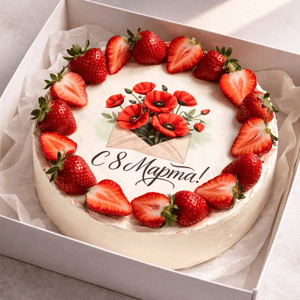 Торт с 8 марта с клубникой 1.2 кг