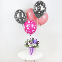 Композиция «Нежные чары» с гелиевыми шарами из хризантем и эустом