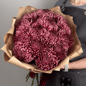 Букет «Хризантемы Бигуди Ред 15 штук в пленке»