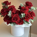 Шляпная коробка с цветами «Французский поцелуй» из роз