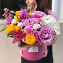 Композиция «С тёплыми пожеланиями!» из роз и экзотических цветов