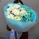 Букет «Хризантема и гипсофила»