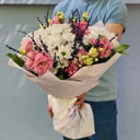 Букет «Милой мамочке» из эустом и хризантем