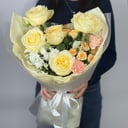 Букет «Лимонные нотки» из роз и гвоздик
