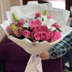 Букет «Созвучие цветов» из альстромерий и гербер