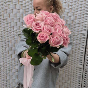 Букет «Розовая роза 15шт»