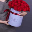 Шляпная коробка с цветами «Красная Роза»