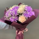 Букет «Лиловые сны» из гвоздик и хризантем