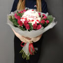 Букет «21 роза с игрушкой»