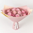 Букет розовых гипсофил и роз Премиум