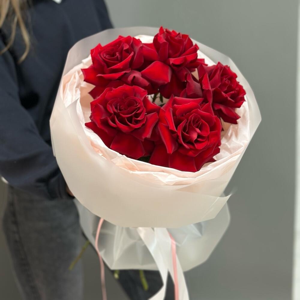 Букет «Красные французские розы 5 шт»